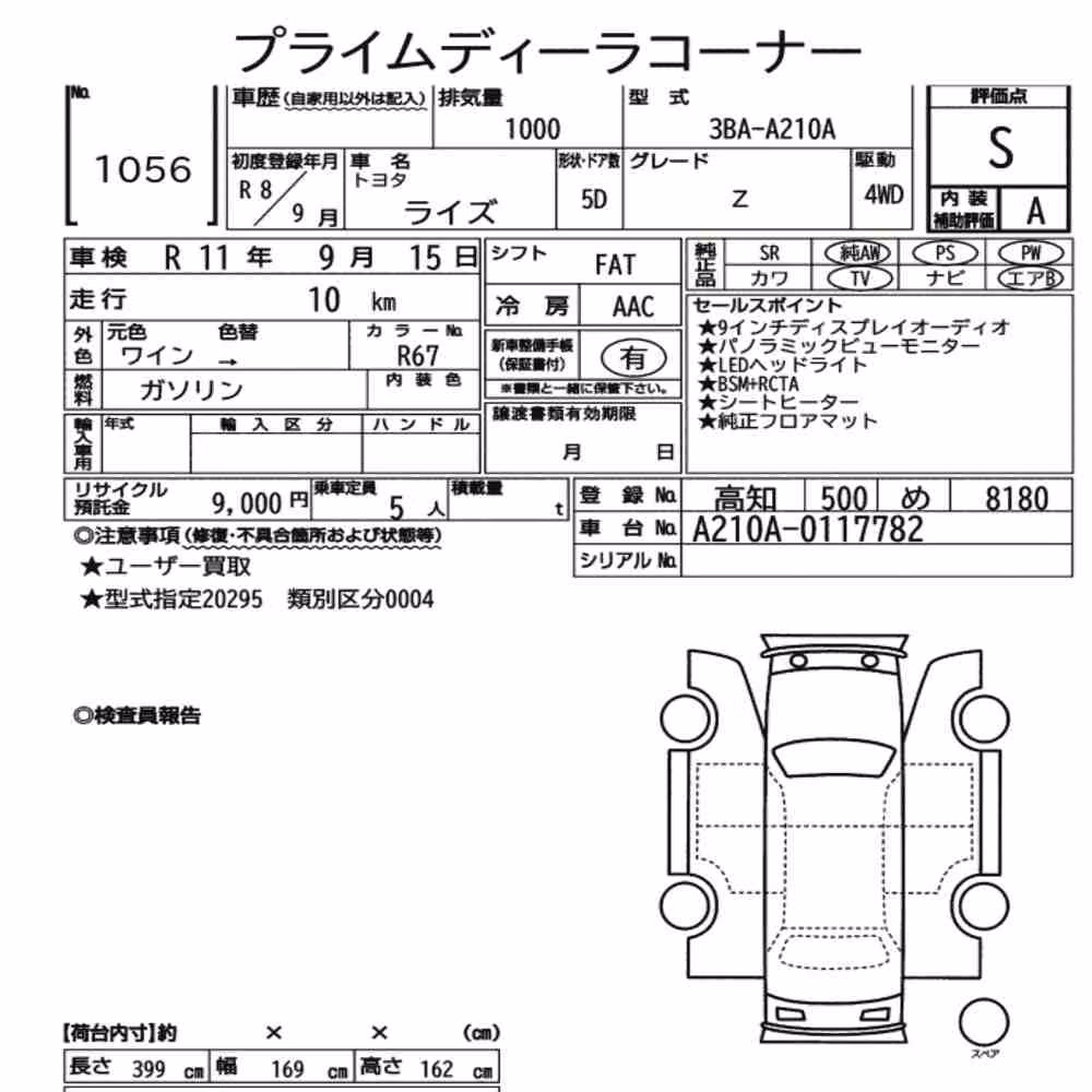 Notka aukcyjna: TOYOTA RAIZE 4WD Z