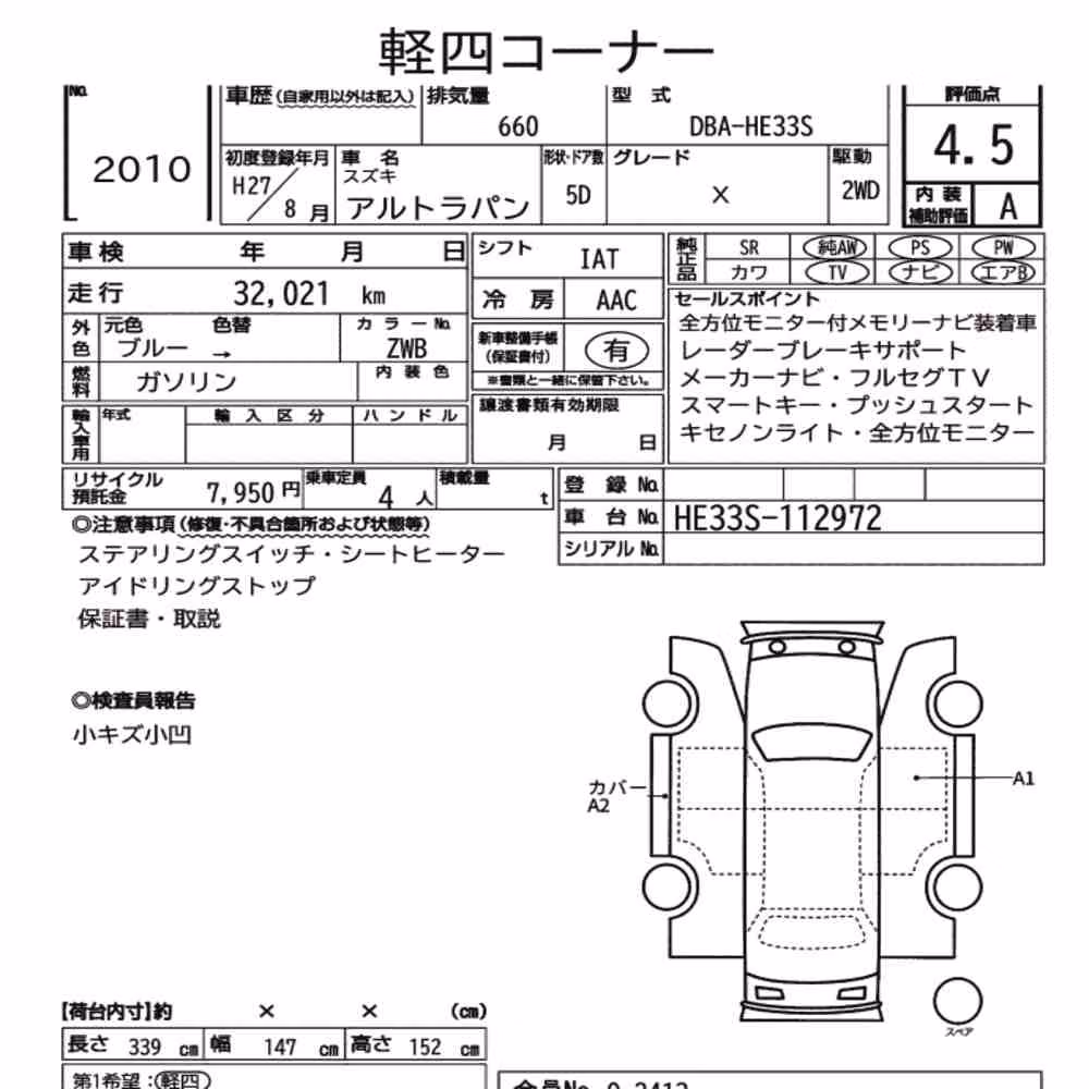 Notka aukcyjna: SUZUKI ALTO LAPIN X
