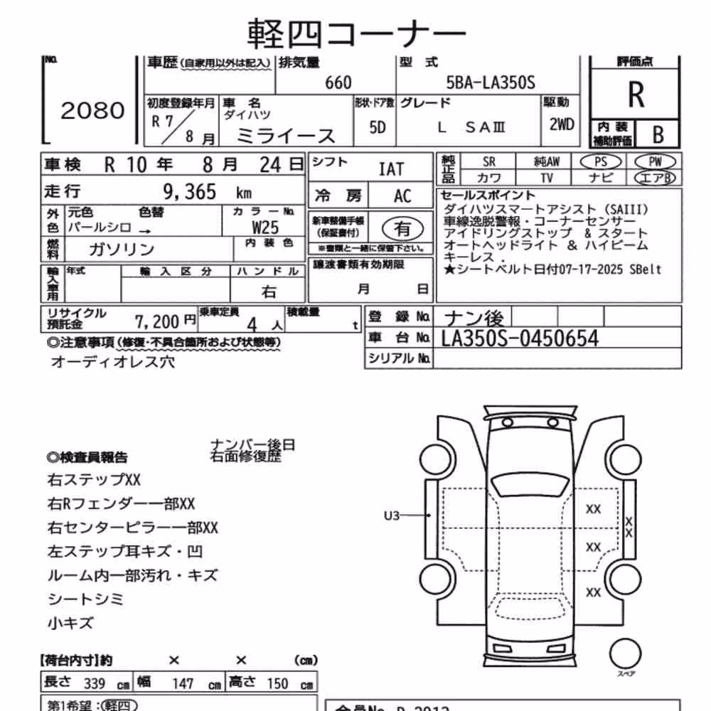 Notka aukcyjna: DAIHATSU MIRA E:S L SAⅢ