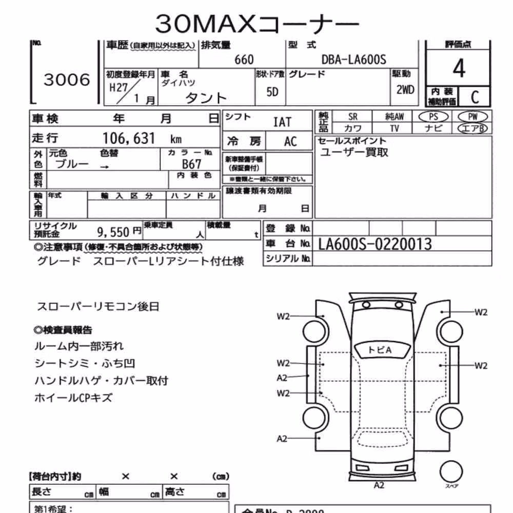 Notka aukcyjna: DAIHATSU TANTO OTHERS