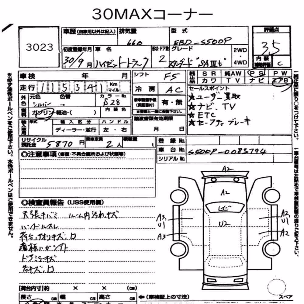 Notka aukcyjna: DAIHATSU HIJET TRUCK STANDARD SA ⅢT
