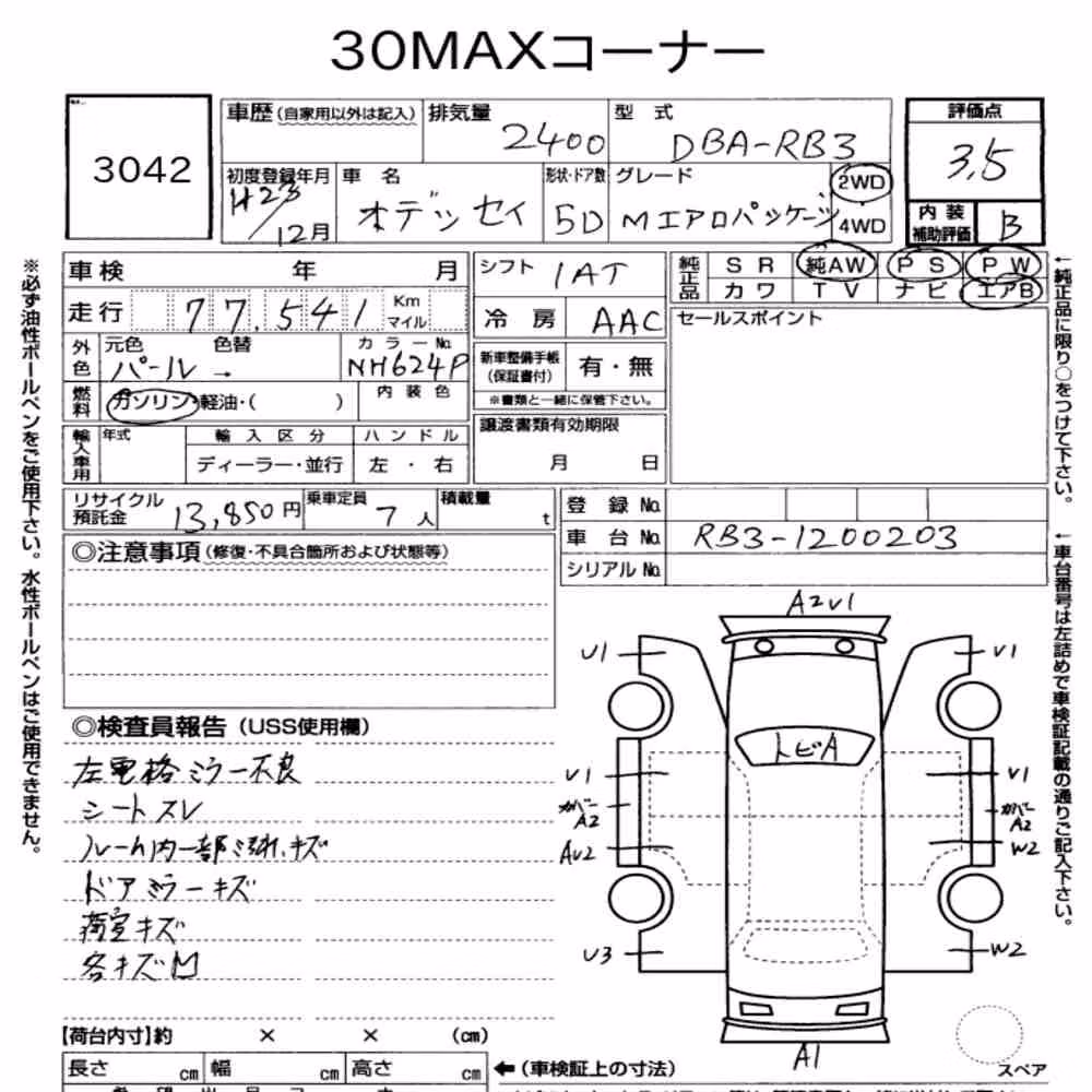 Notka aukcyjna: HONDA ODYSSEY M AERO PACKAGE