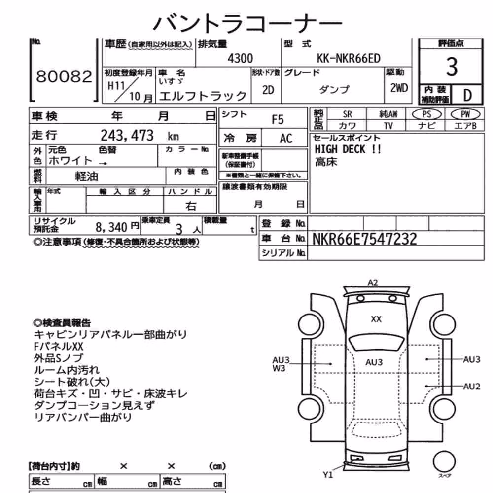 Notka aukcyjna: ISUZU ELF TRUCK 2D DUMP