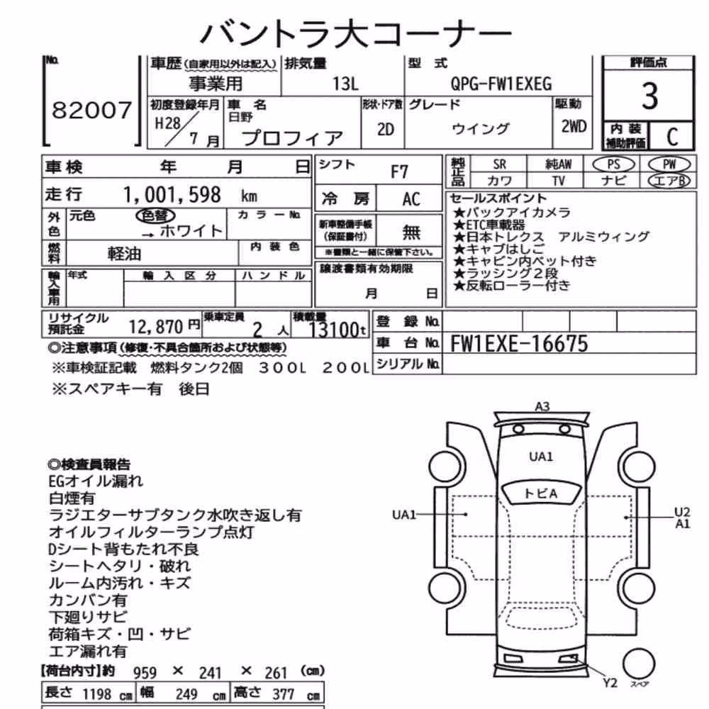 Notka aukcyjna: HINO PROFIA WING BODY