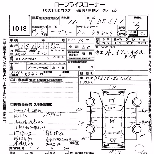 Notka aukcyjna: SUZUKI EVERY 5D 4WD CLASSIC