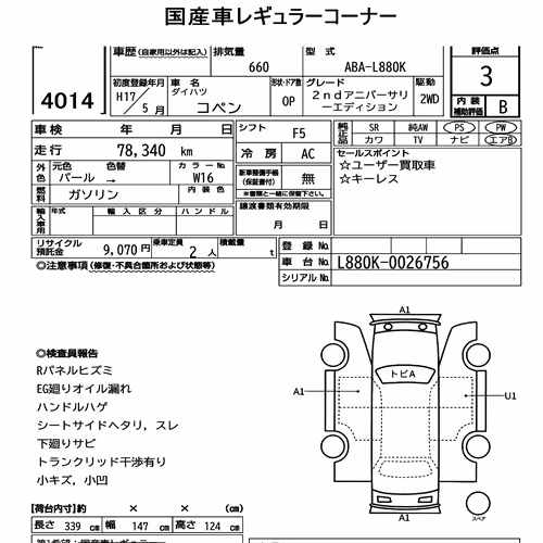 Notka aukcyjna: DAIHATSU COPEN OP 2ND ANNIVERSARY EDITION