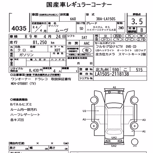 Notka aukcyjna: DAIHATSU MOVE CUSTOM RS HYPER LIMITED SA Ⅲ
