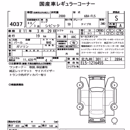 Notka aukcyjna: HONDA CIVIC 5D TYPE R