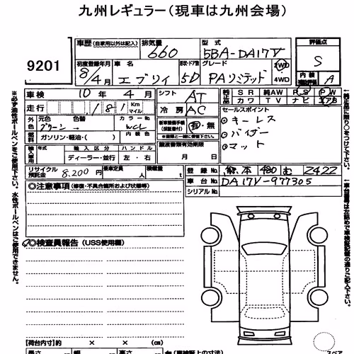 Notka aukcyjna: SUZUKI EVERY 5D PA LIMITED