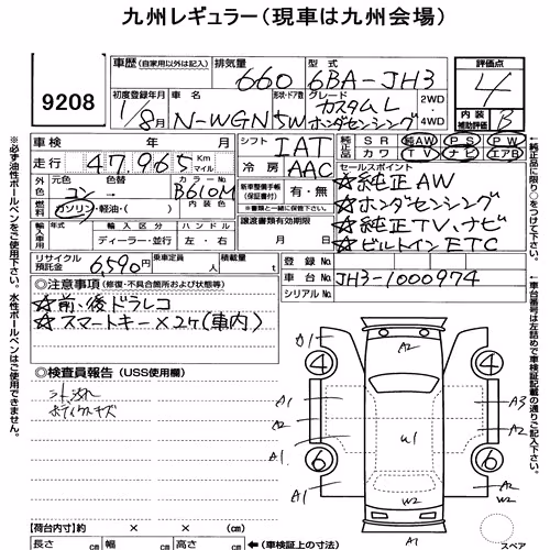 Notka aukcyjna: HONDA N-WGN CUSTOM L・HONDA SENSING