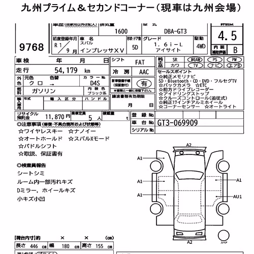Notka aukcyjna: SUBARU IMPREZA XV 4WD 1.6I-L EYESIGHT