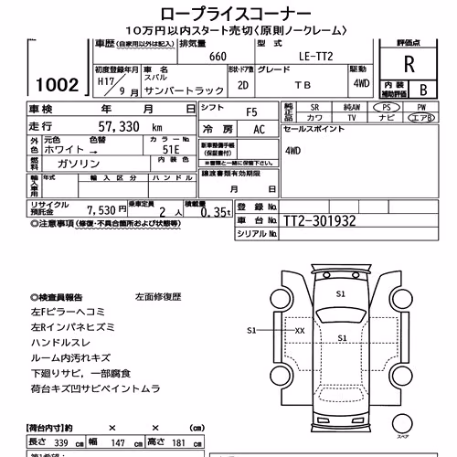 Notka aukcyjna: SUBARU SAMBAR TRUCK 4WD TB