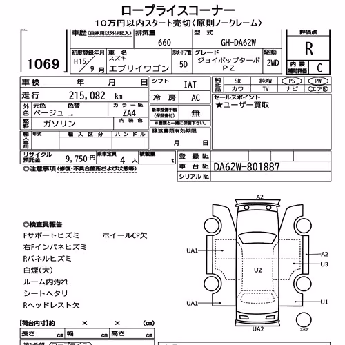Notka aukcyjna: SUZUKI EVERY WAGON JOY POP TURBO PZ