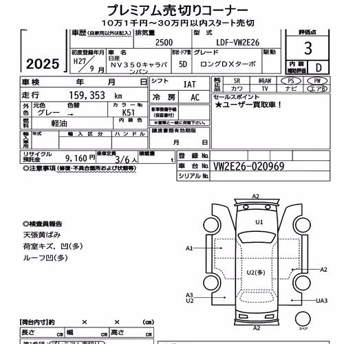 Notka aukcyjna: NISSAN NV350CARAVAN VAN 5D LONG DX TURBO