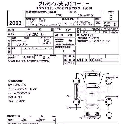 Notka aukcyjna: TOYOTA ALPHARD V AS PREMIUM ALCANTARA VERSION