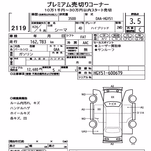 Notka aukcyjna: NISSAN CIMA 4D HYBRID