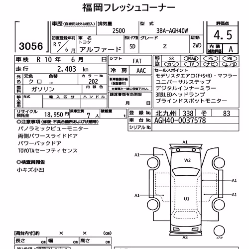 Notka aukcyjna: TOYOTA ALPHARD Z