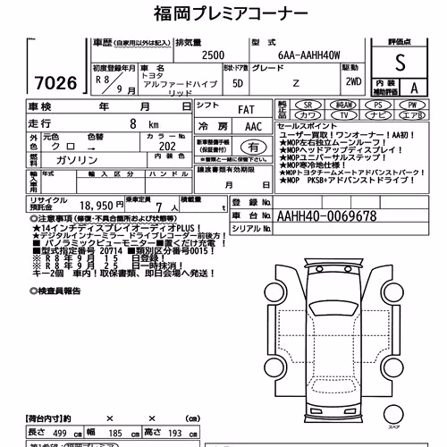 Notka aukcyjna: TOYOTA ALPHARD HYBRID Z