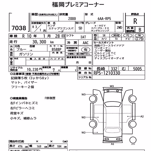 Notka aukcyjna: HONDA STEPWAGON SPADA EHEV SPADA G・EX HONDA SENSING