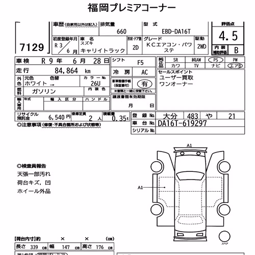 Notka aukcyjna: SUZUKI CARRY TRUCK KC AIR CONDITIONING POWER STEERING