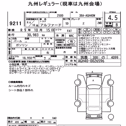 Notka aukcyjna: TOYOTA ALPHARD Z
