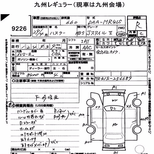 Notka aukcyjna: SUZUKI HUSTLER 4WD J STYLE Ⅱ