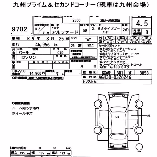 Notka aukcyjna: TOYOTA ALPHARD 2.5S TYPE GOLD