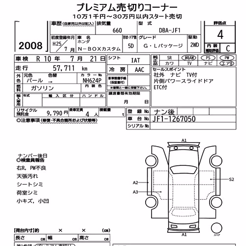 Notka aukcyjna: HONDA N-BOX CUSTOM G・L PACKAGE