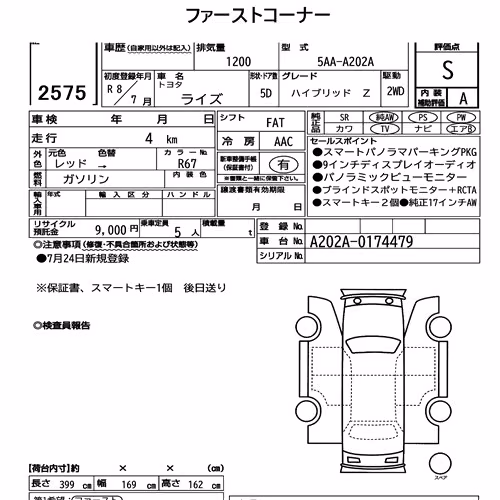 Notka aukcyjna: TOYOTA RAIZE HYBRID Z