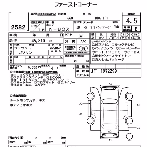 Notka aukcyjna: HONDA N-BOX G SS PACKAGE