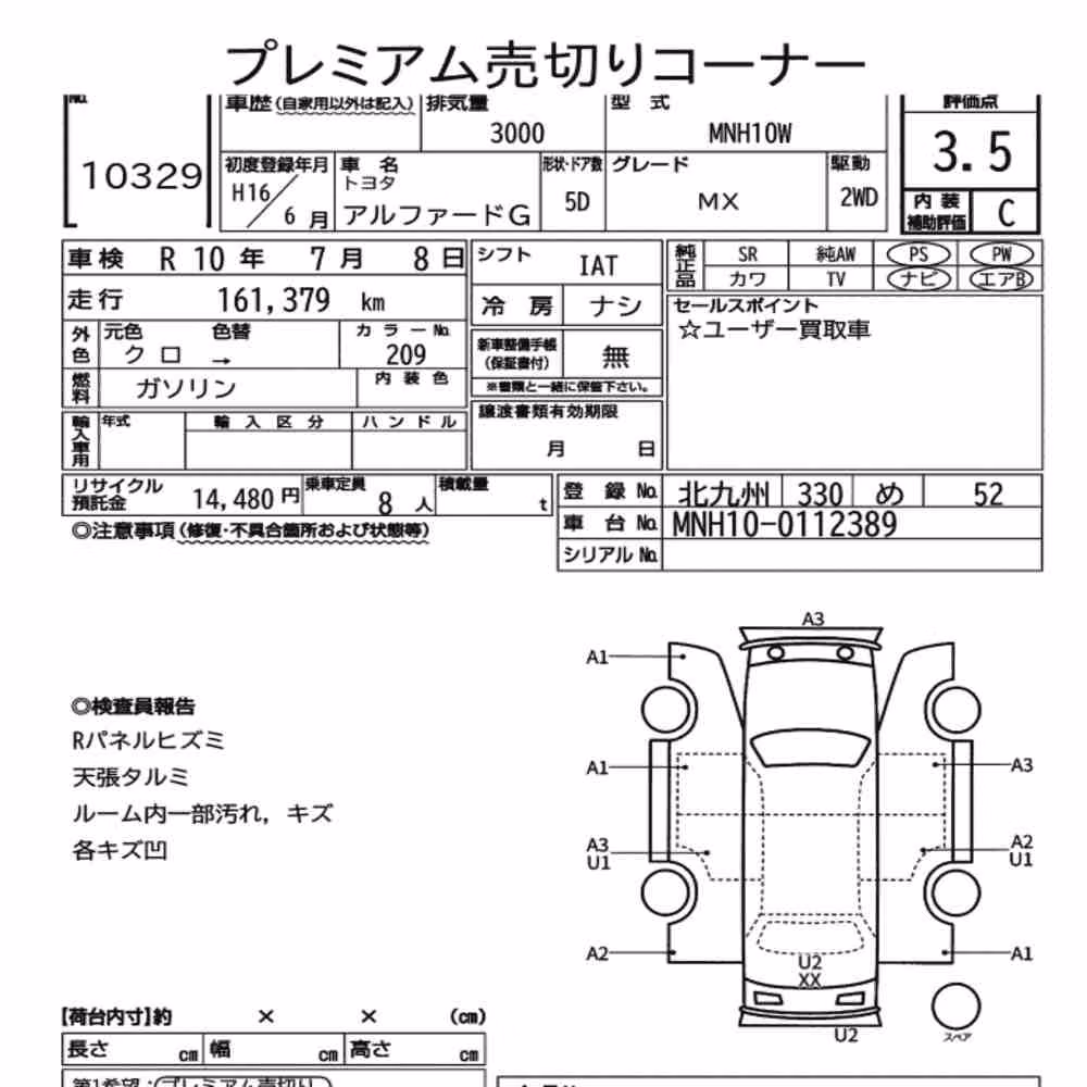 Notka aukcyjna: TOYOTA ALPHARD G MX