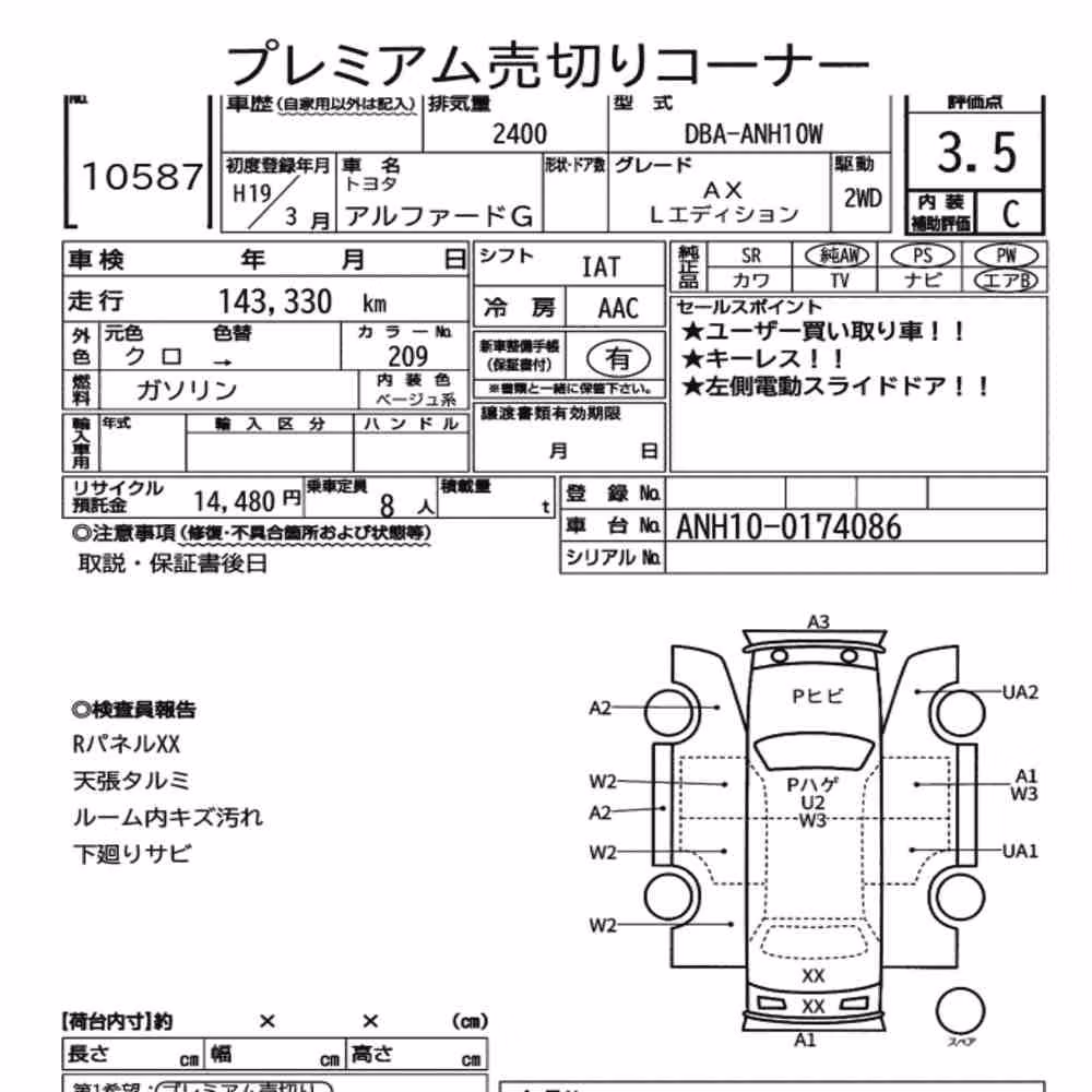 Notka aukcyjna: TOYOTA ALPHARD G AX L EDITION