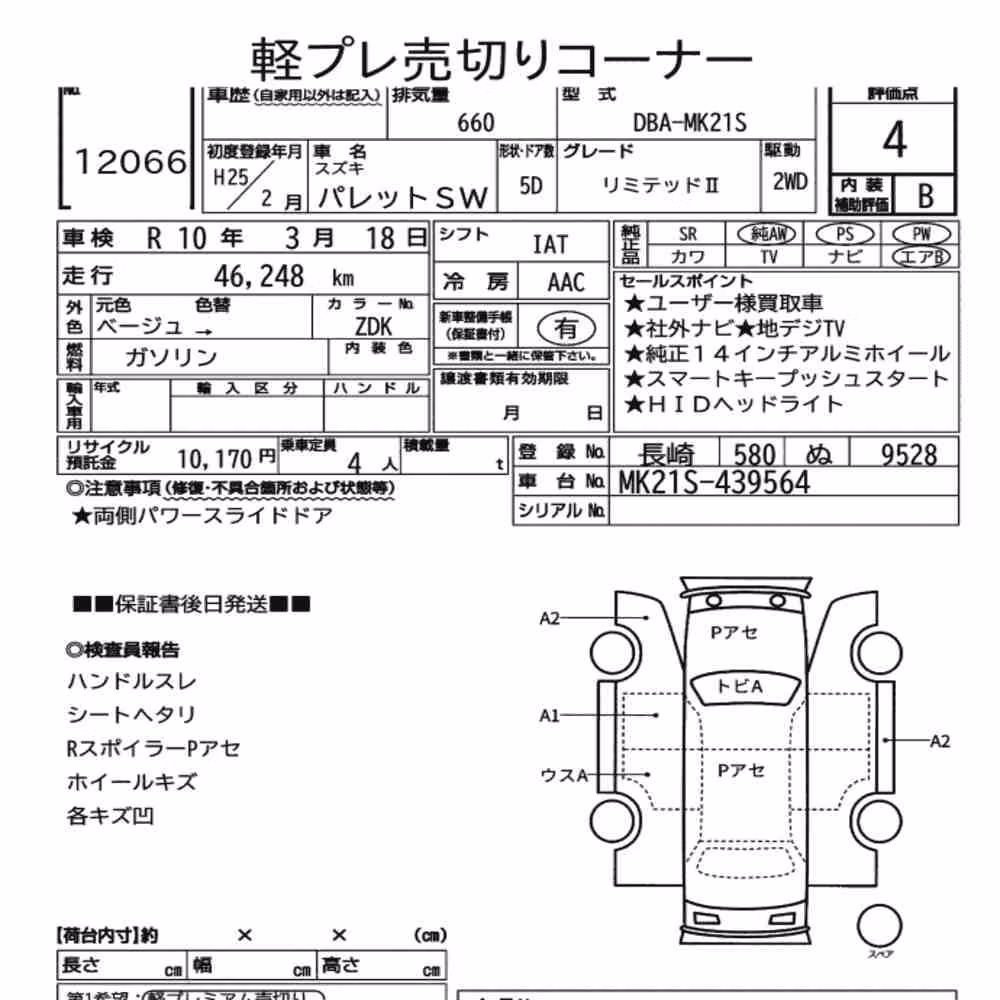 Notka aukcyjna: SUZUKI PALETTE SW LIMITED Ⅱ