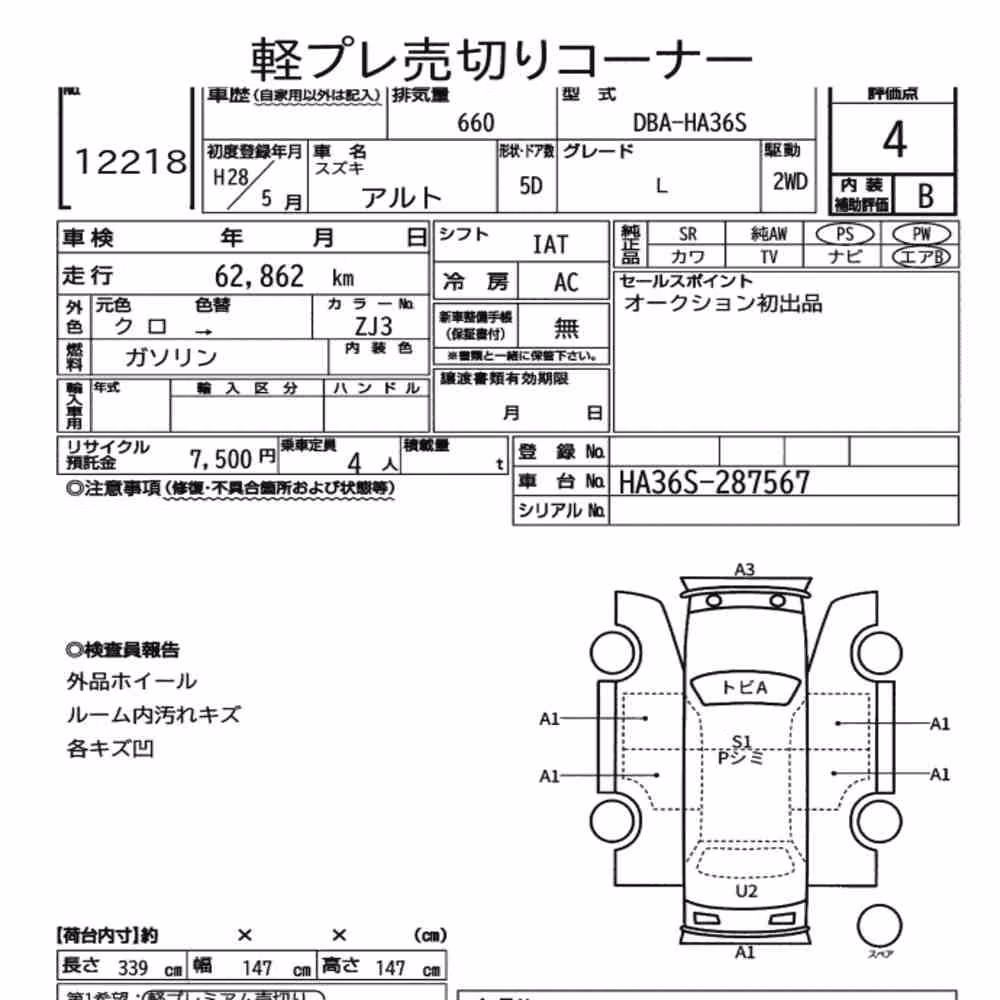 Notka aukcyjna: SUZUKI ALTO 5D L