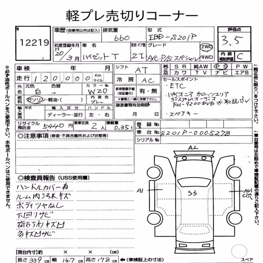 Notka aukcyjna: DAIHATSU HIJET TRUCK AIR-CONDITIONER POWER-STEERING SPECIAL
