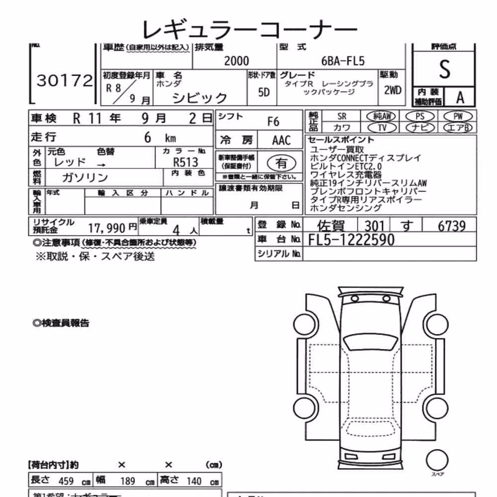 Notka aukcyjna: HONDA CIVIC 5D TYPE R RACING BLACK PACKAGE