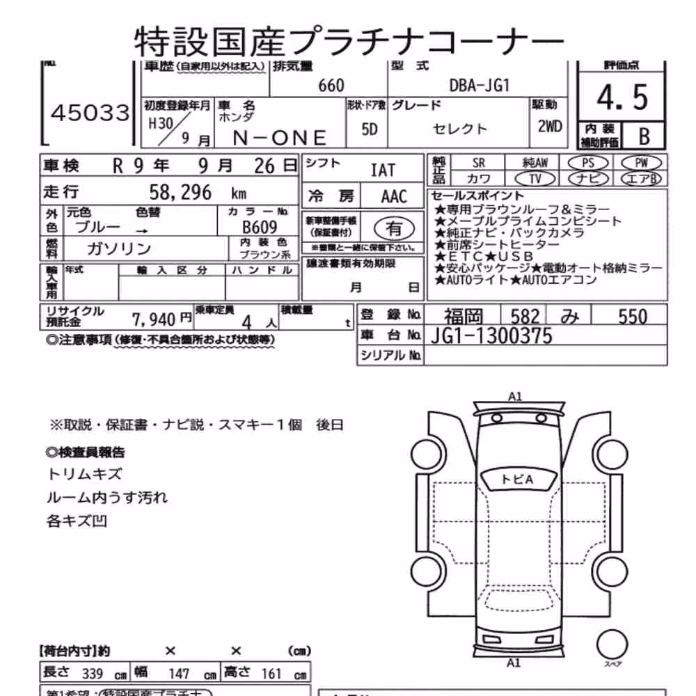 Notka aukcyjna: HONDA N-ONE SELECT