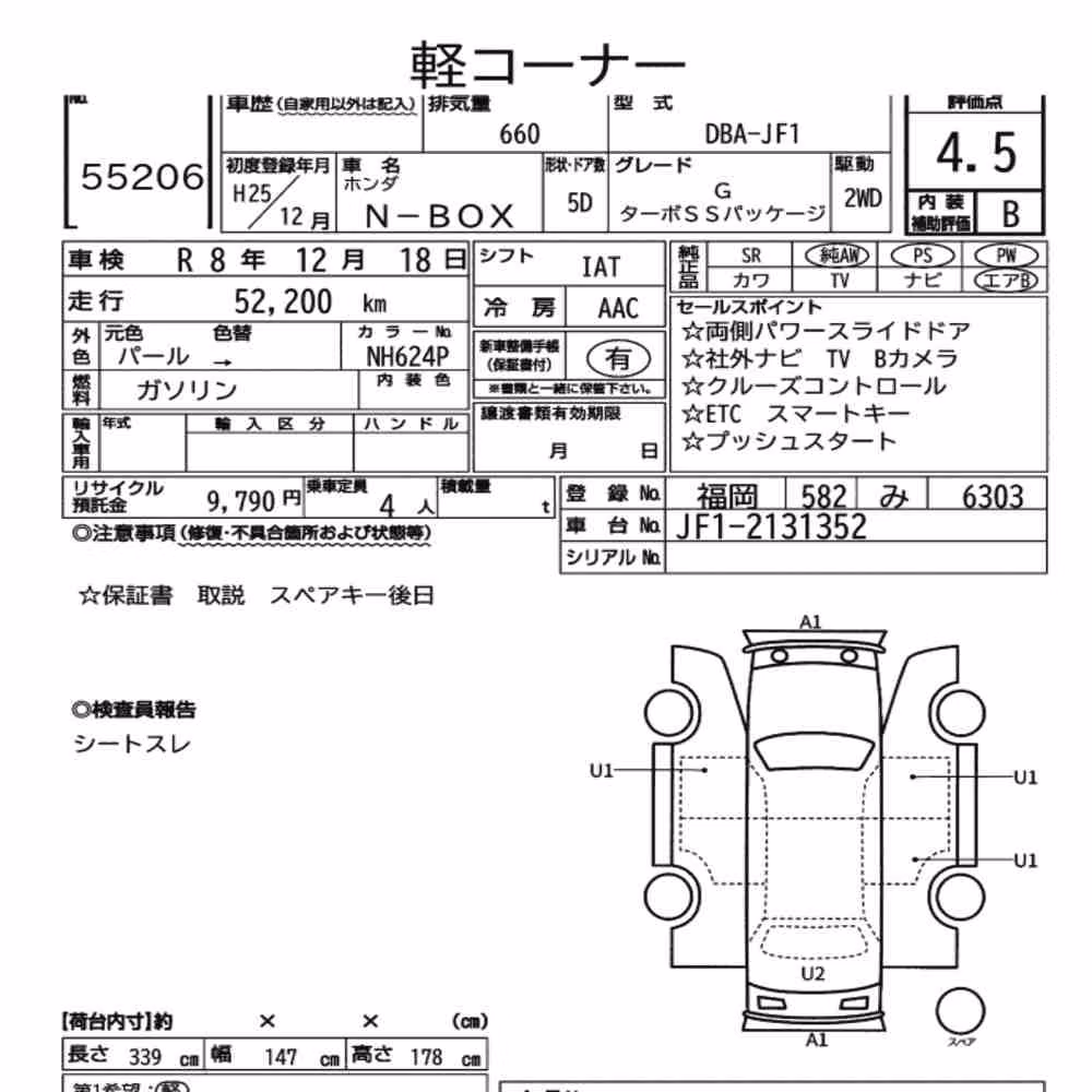 Notka aukcyjna: HONDA N-BOX G TURBO SS PACKAGE