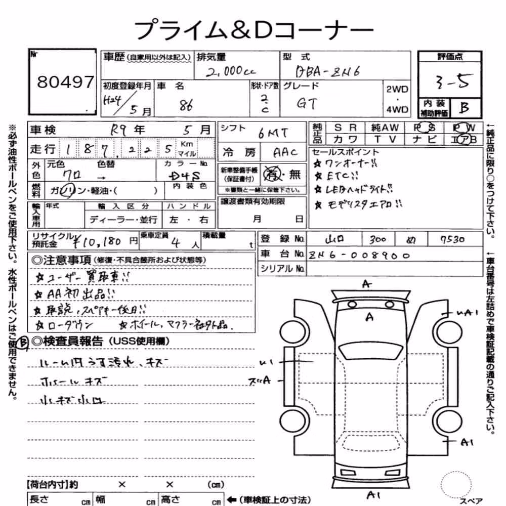 Notka aukcyjna: TOYOTA 86 GT