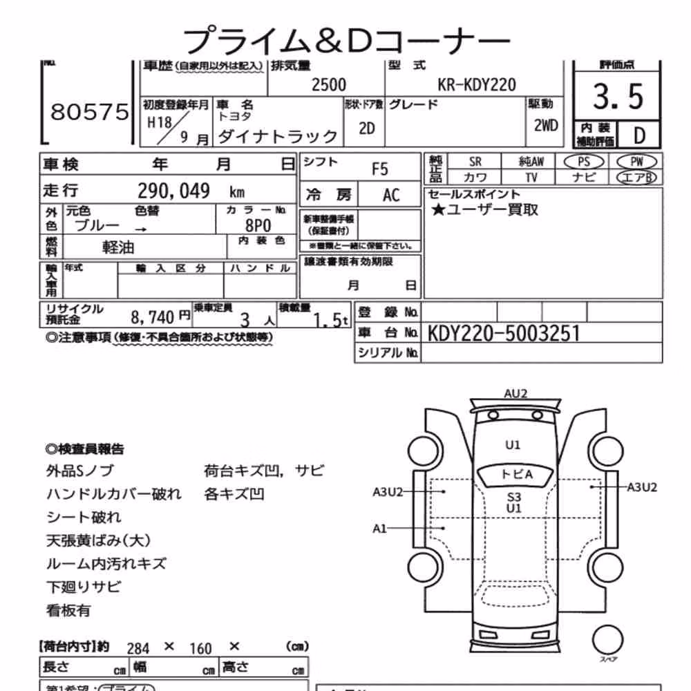 Notka aukcyjna: TOYOTA DYNA TRUCK 2D