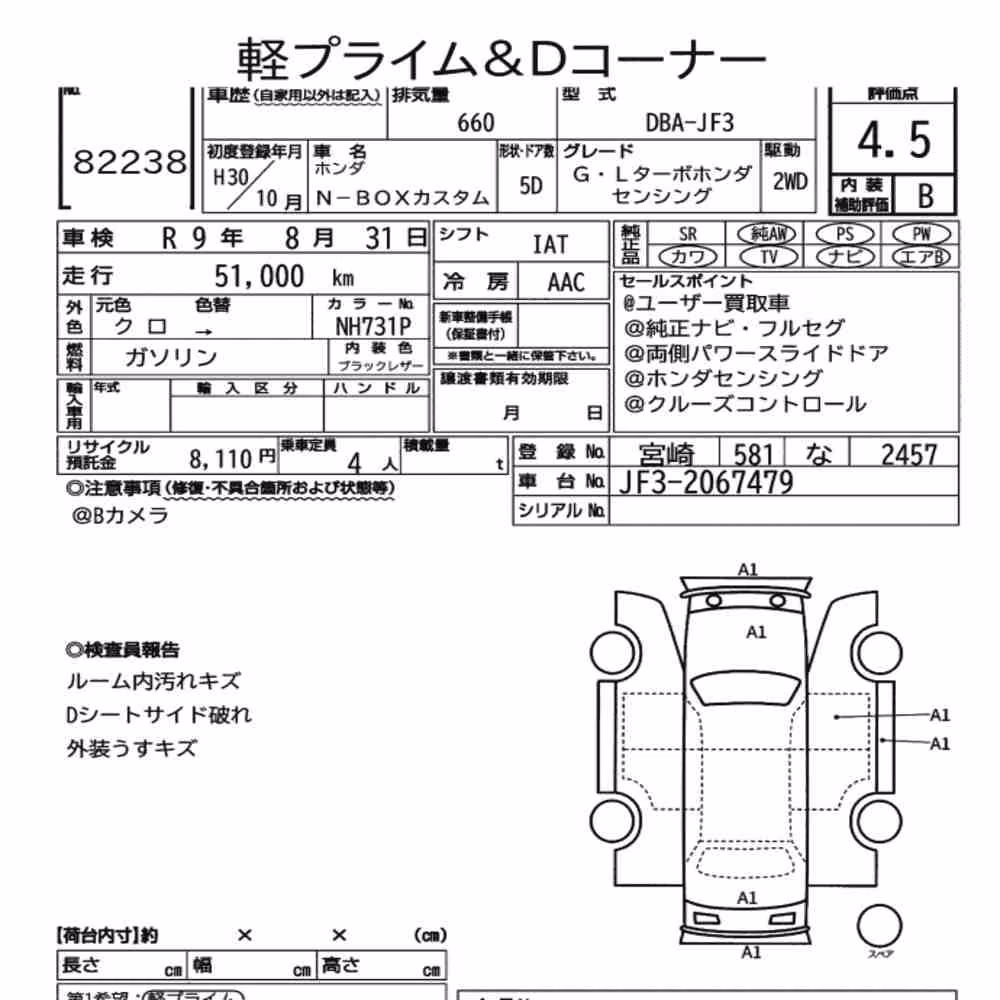 Notka aukcyjna: HONDA N-BOX CUSTOM G・L TURBO HONDA SENSING