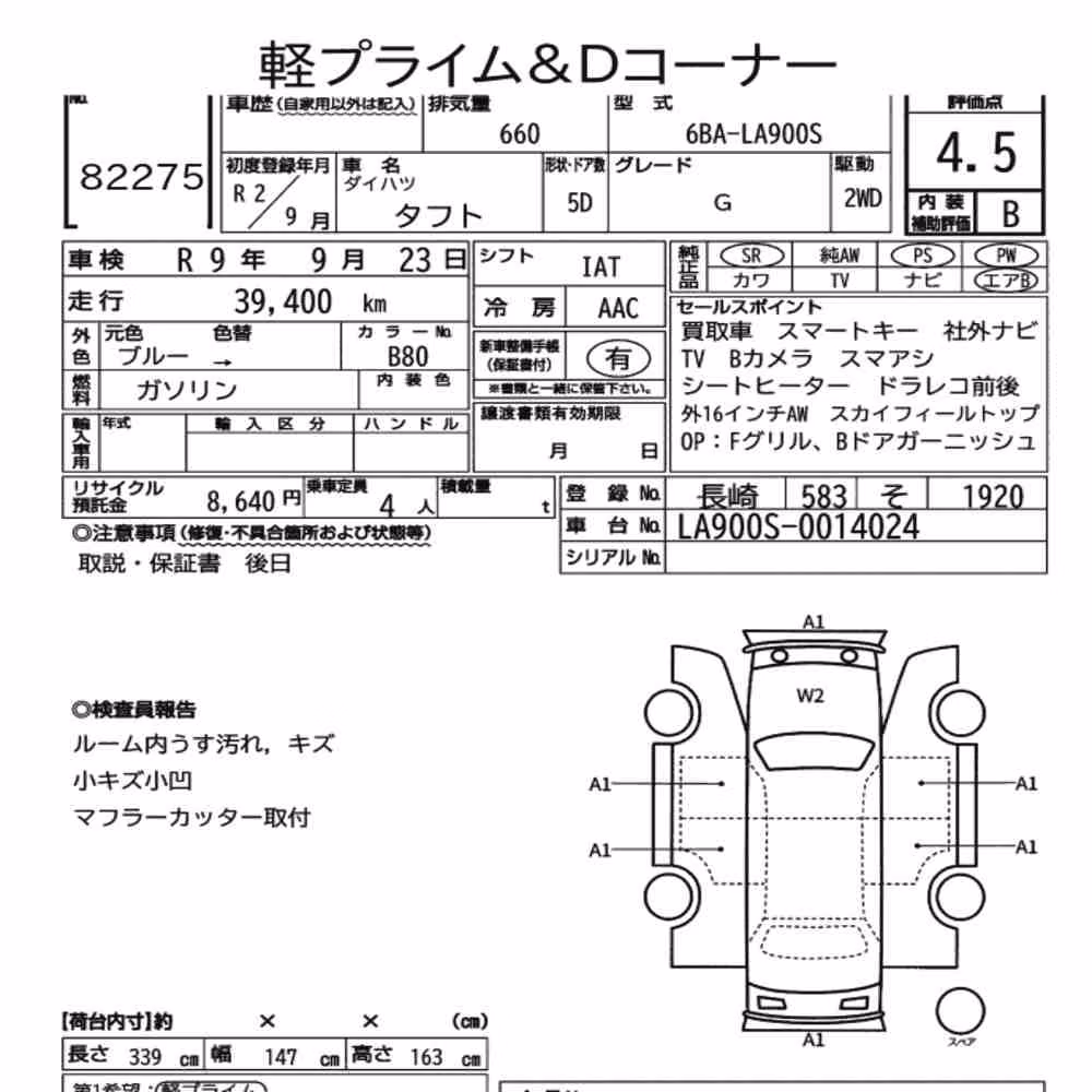 Notka aukcyjna: DAIHATSU TAFT G
