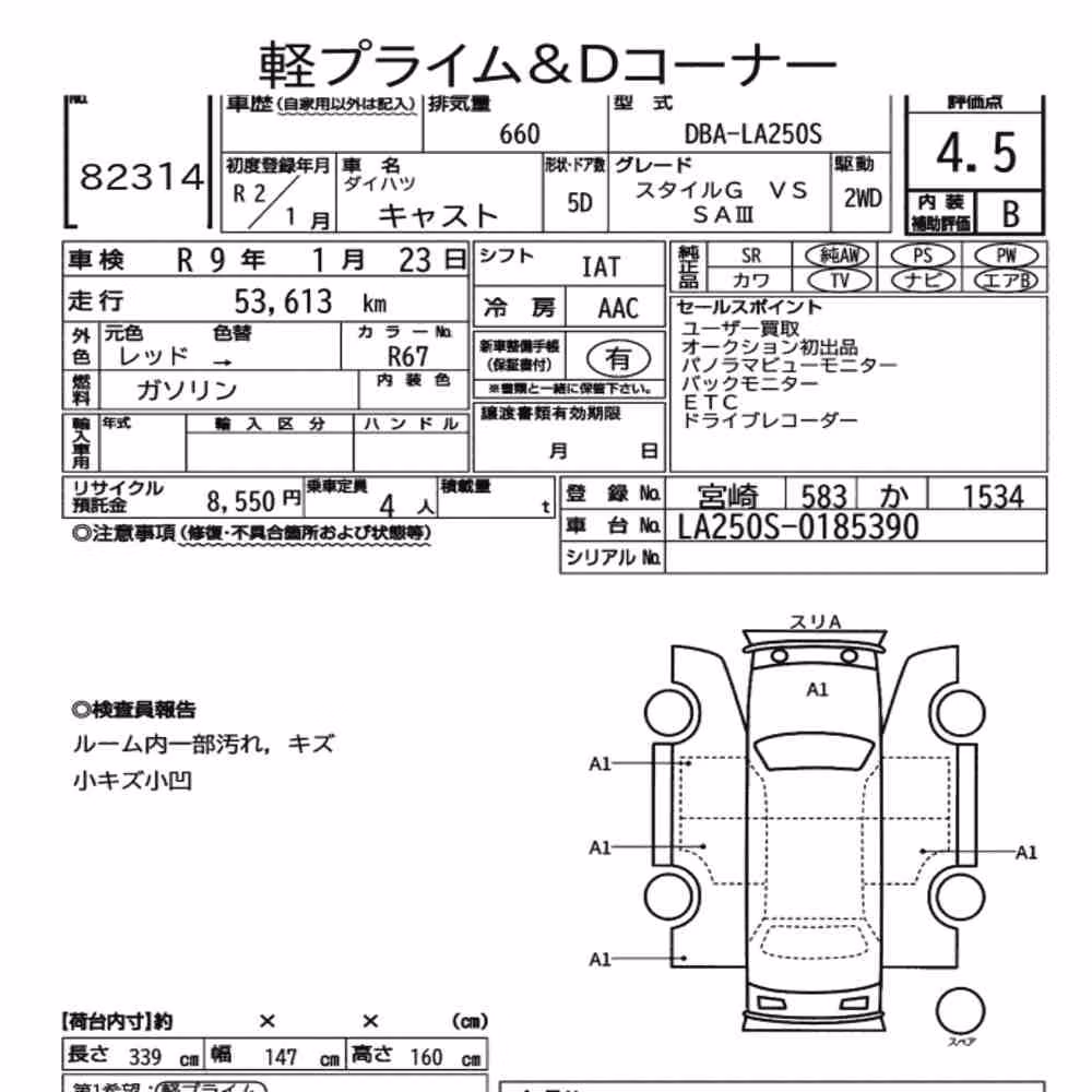 Notka aukcyjna: DAIHATSU CAST STYLE G VS SA3