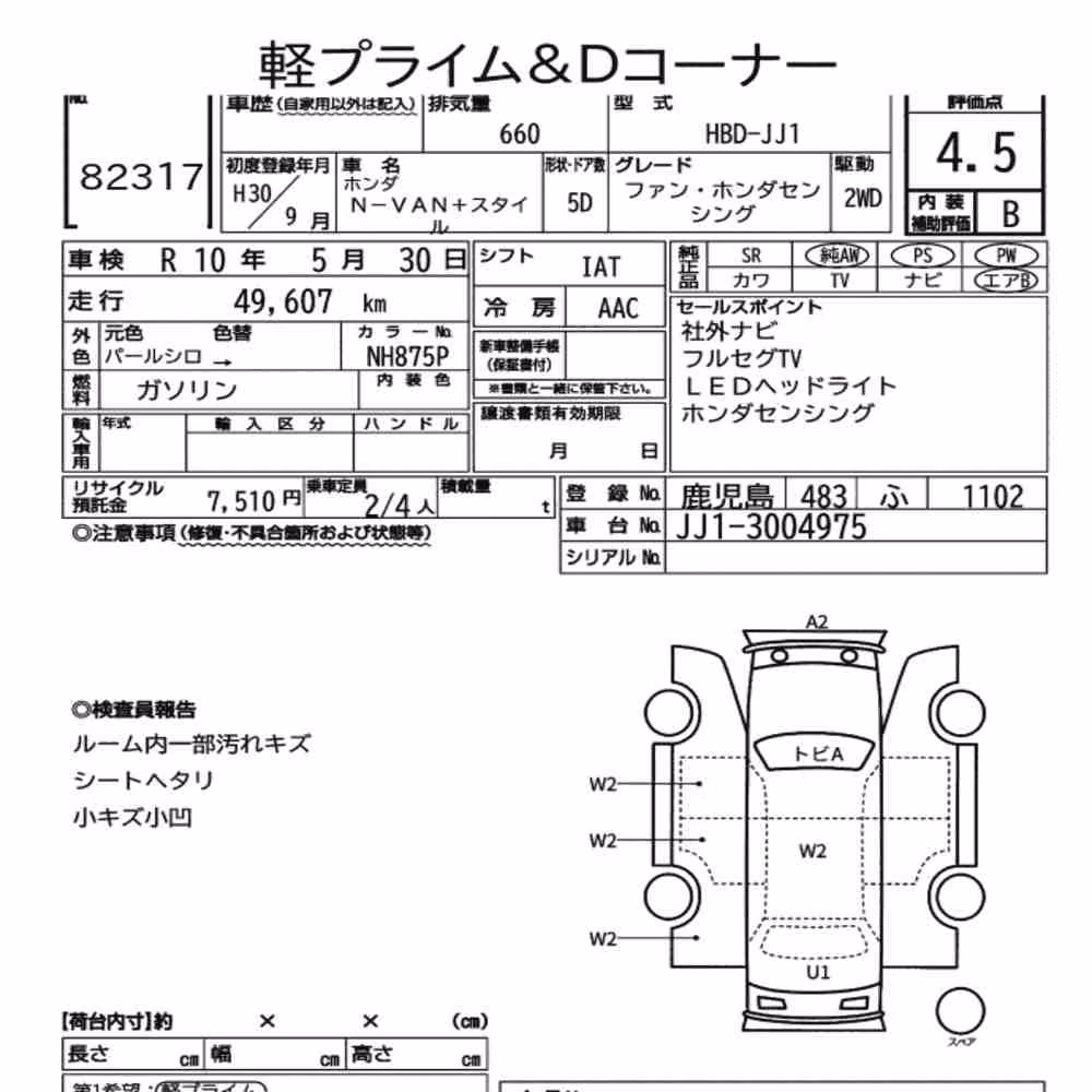 Notka aukcyjna: HONDA N-VAN PLUS STYLE FUN・HONDA SENSING