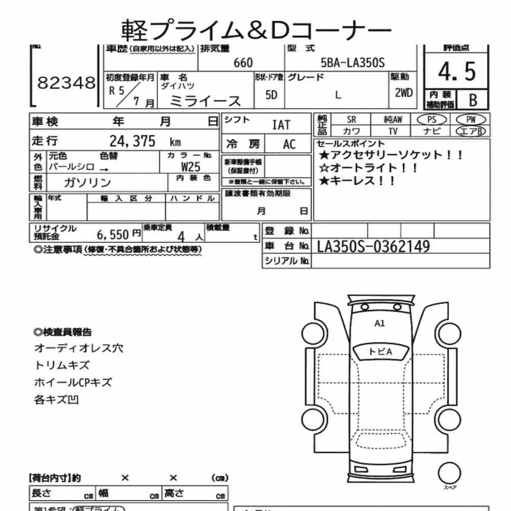 Notka aukcyjna: DAIHATSU MIRA E:S L
