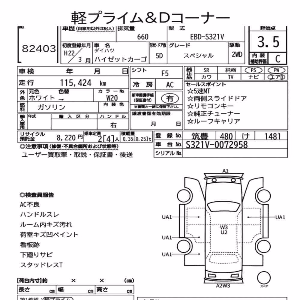 Notka aukcyjna: DAIHATSU HIJET CARGO 5D SPECIAL