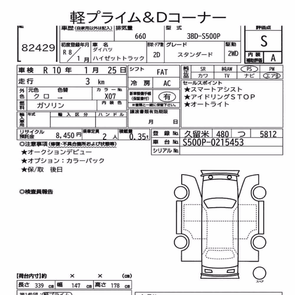 Notka aukcyjna: DAIHATSU HIJET TRUCK STANDARD