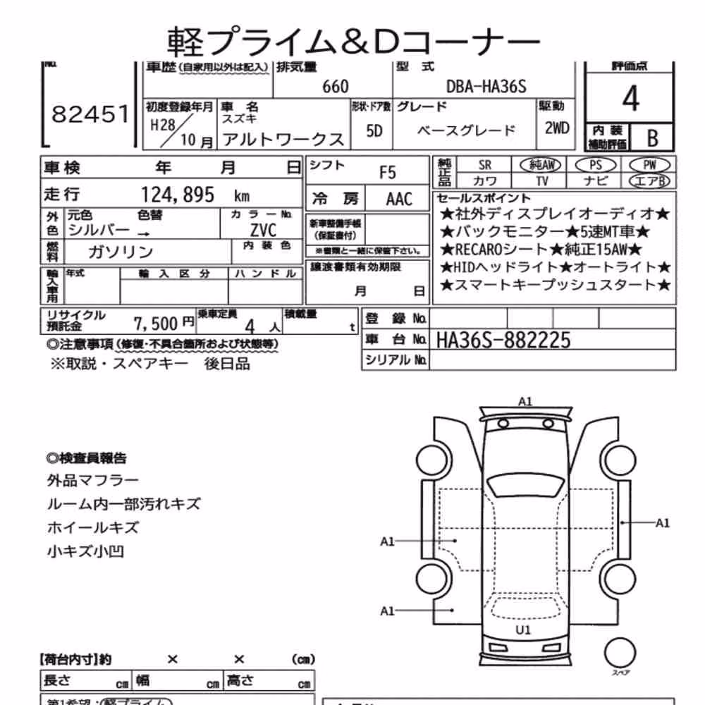 Notka aukcyjna: SUZUKI ALTO WORKS 5D BASE GRADE