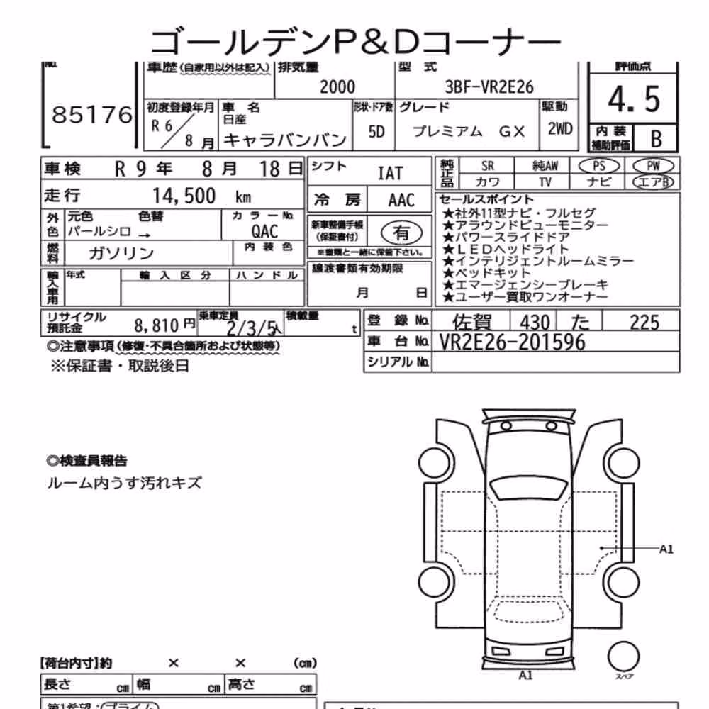 Notka aukcyjna: NISSAN CARAVAN VAN 5D PREMIUM GX