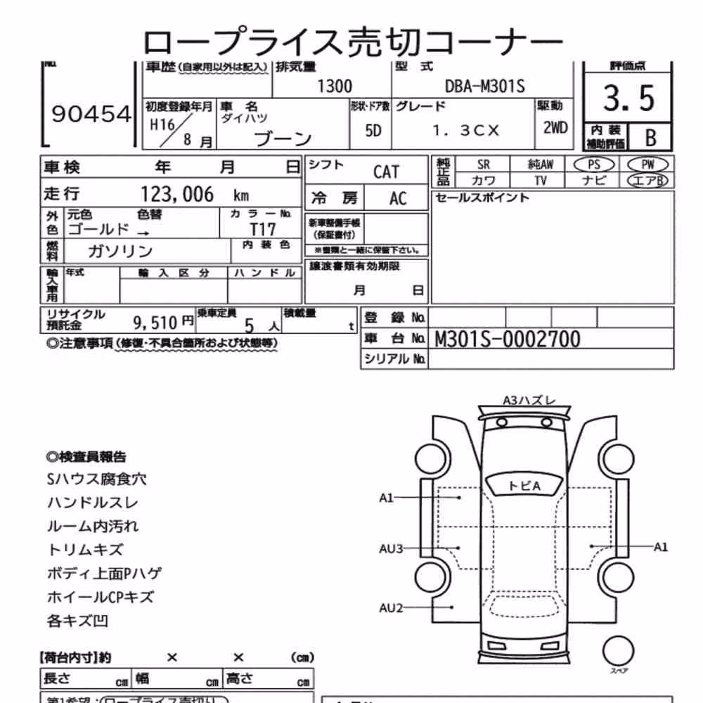 Notka aukcyjna: DAIHATSU BOON 1.3CX